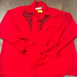 Red Lightweight Western Blouse